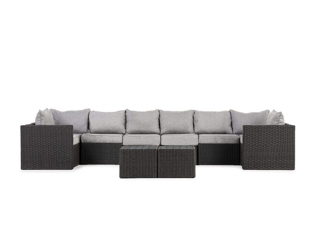 Grey Wicker / Grey Cushion::Gallery::Transformer Double Outdoors Set - Grey Wicker with Grey Fabric Cushions