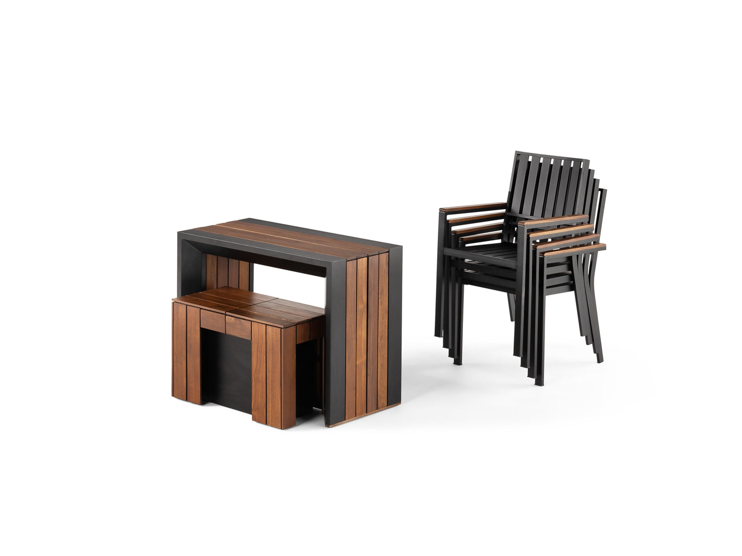 Dark Teak::Gallery::Transformer Patio Dining Set