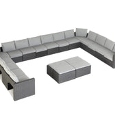 Grey Wicker / Grey Cushion::Gallery::Transformer Ultimate Outdoors Set - Grey Wicker with Grey Fabric Cushions