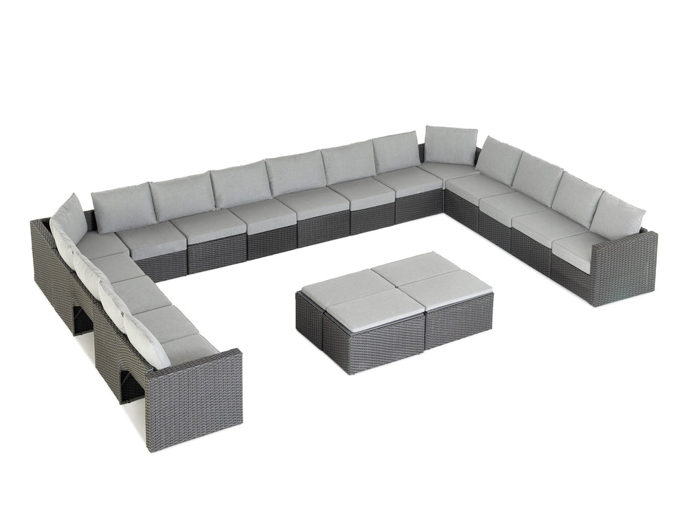 Grey Wicker / Grey Cushion::Gallery::Transformer Ultimate Outdoors Set - Grey Wicker with Grey Fabric Cushions