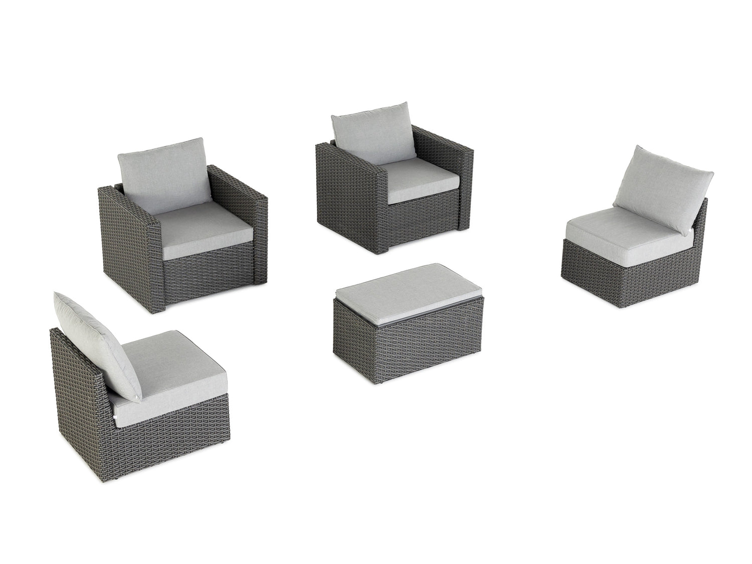 Grey Wicker / Grey Cushion::Gallery::Transformer Outdoors Set - Grey Wicker with Grey Fabric Cushions