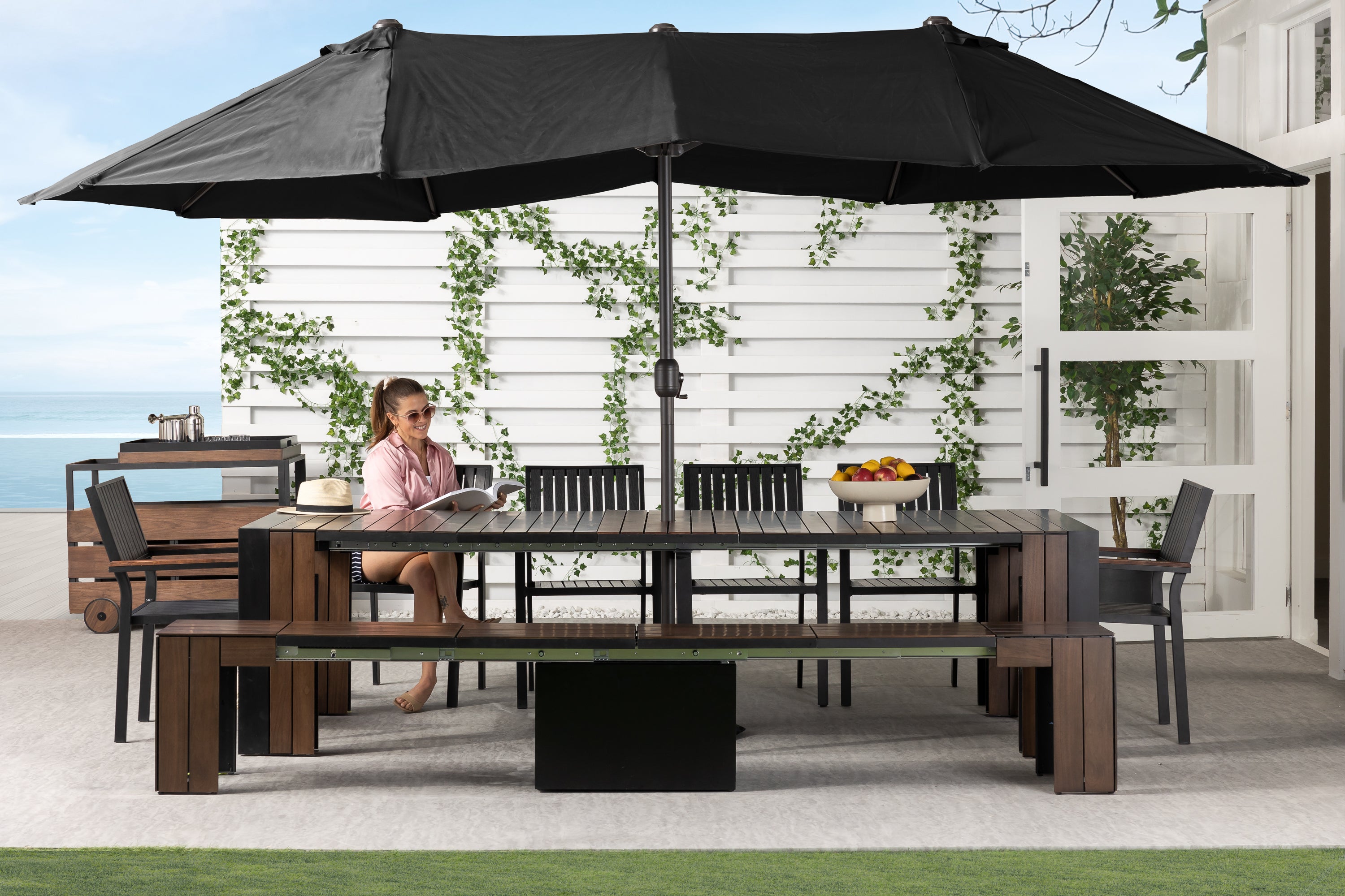 Patio dining best sale table umbrella