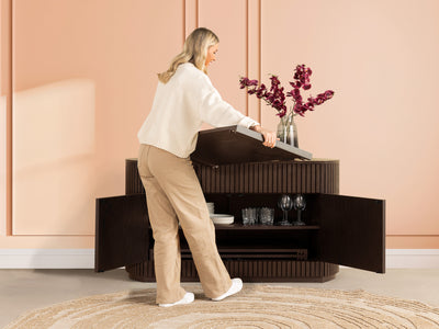 Curved Sideboard with Storage | Transformer Table
