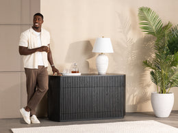 Curved Wooden Sideboard with Storage | Transformer Table