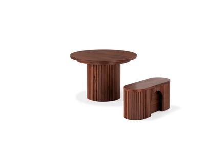 Extendable Round Dining Table with Bench | Transformer Table