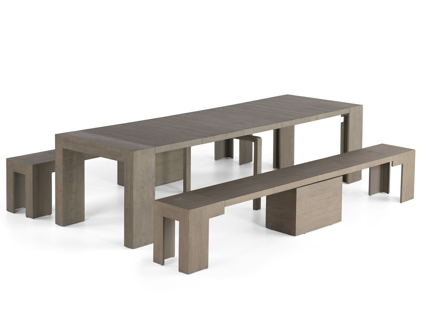 Aged Elm::Gallery::Aged Elm Transformer Table Shown with Removable Panels