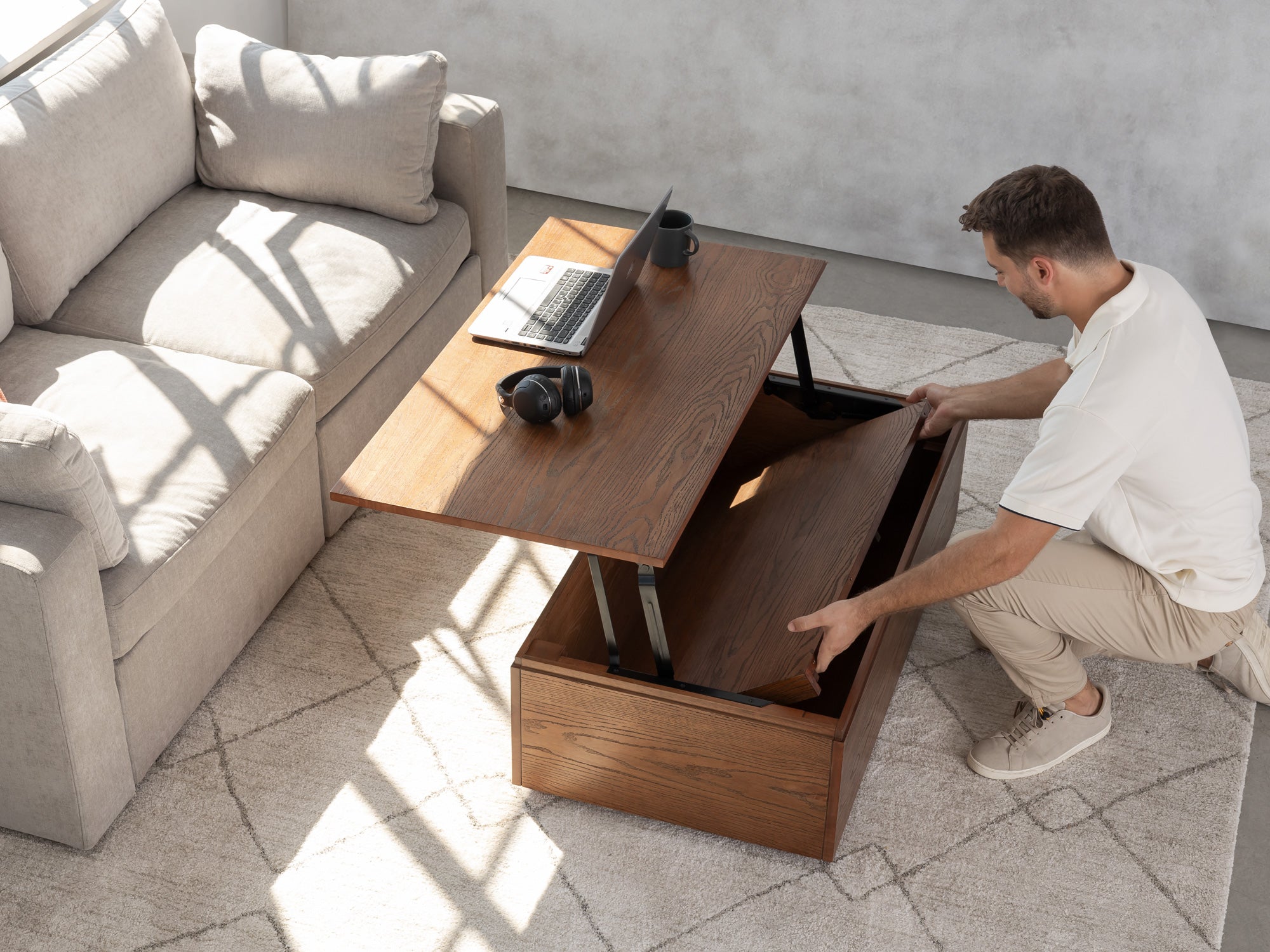 Lift-top Coffee Table with Storage | Transformer Table