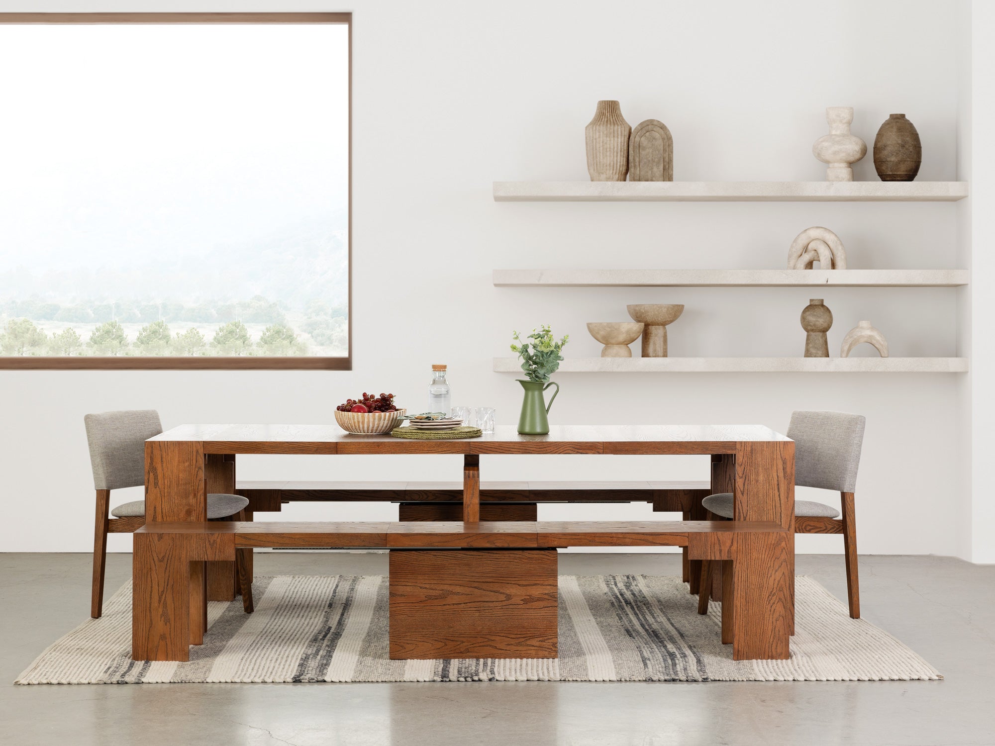 Solid Wood Extendable Dining Table Transformer Table