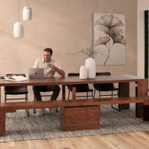 American Walnut::Gallery::Expanded American Walnut Transformer Table Shown with Bench