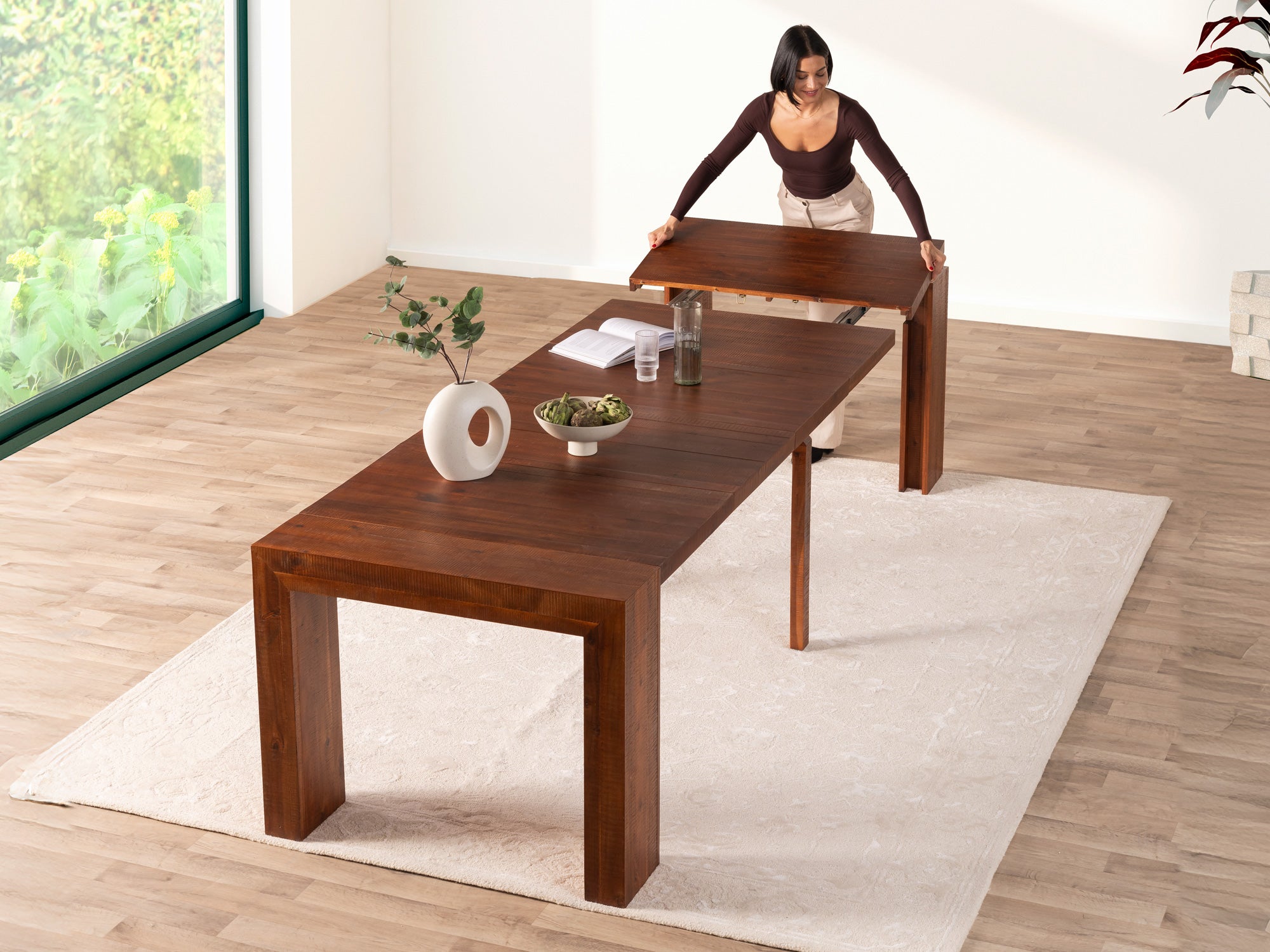 Extendable Solid Wood Dining Room Table | Transformer Table