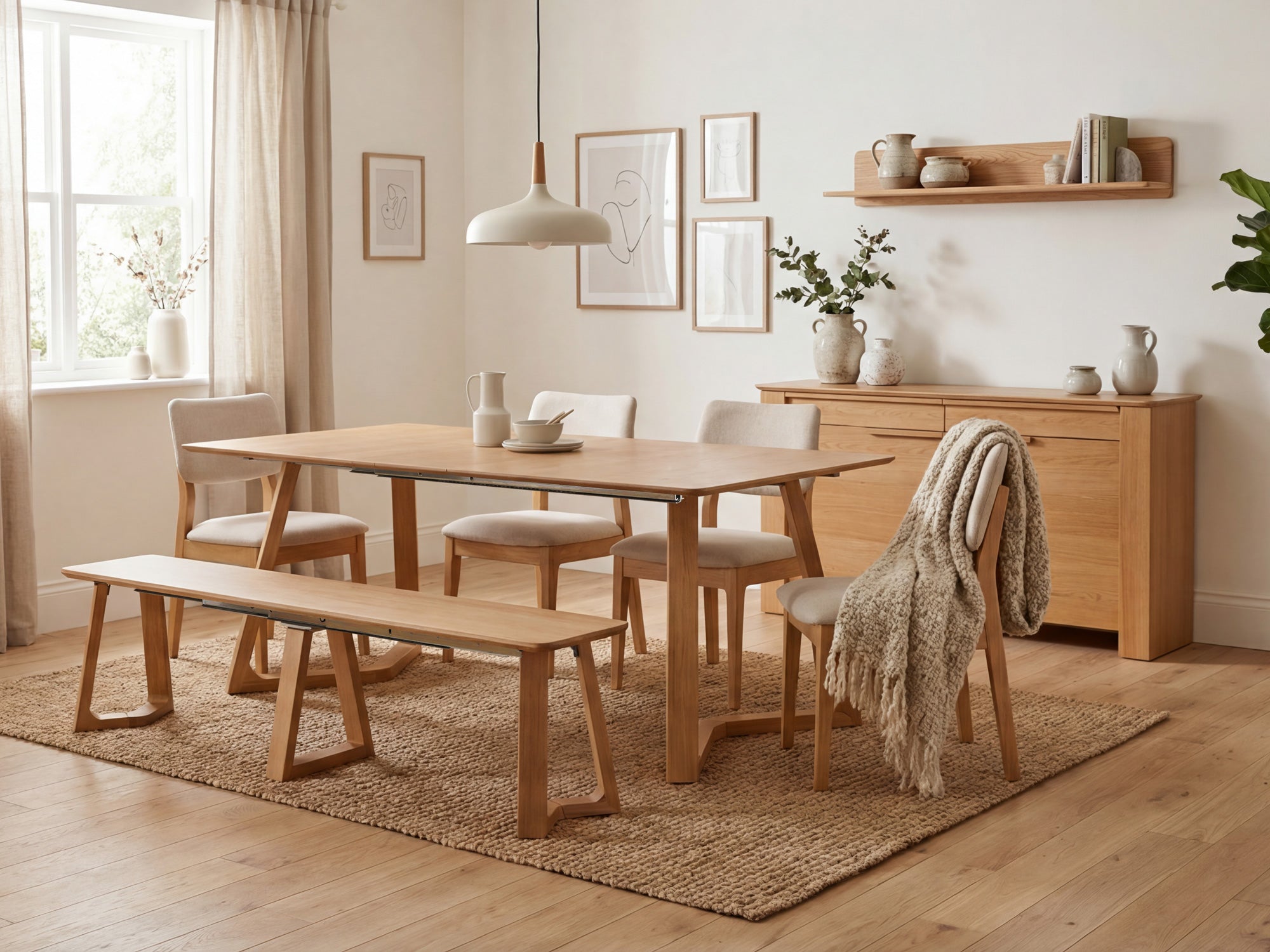 テン Nova Extendable Dining Table, Bench, and Chairs Set | TT US