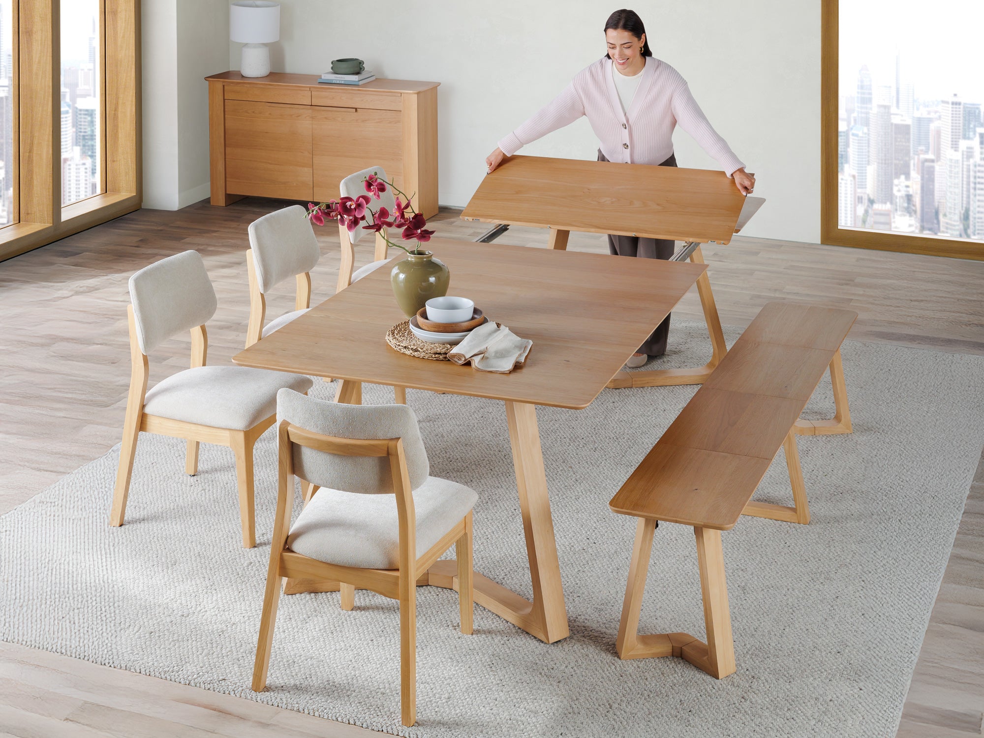 Nova Extendable Dining Table, Bench, and Chairs Set | TT US