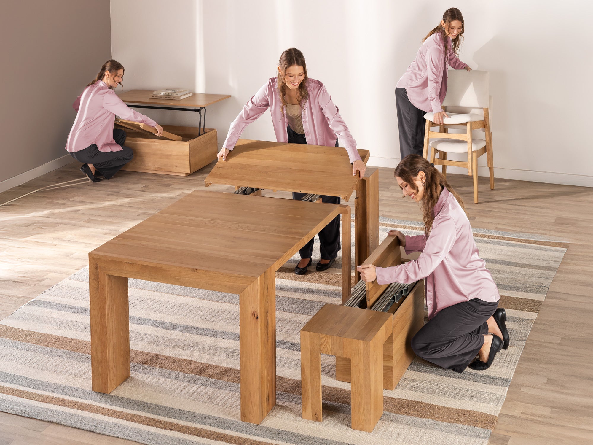 Extendable Solid Wood Dining Room Table | Transformer Table