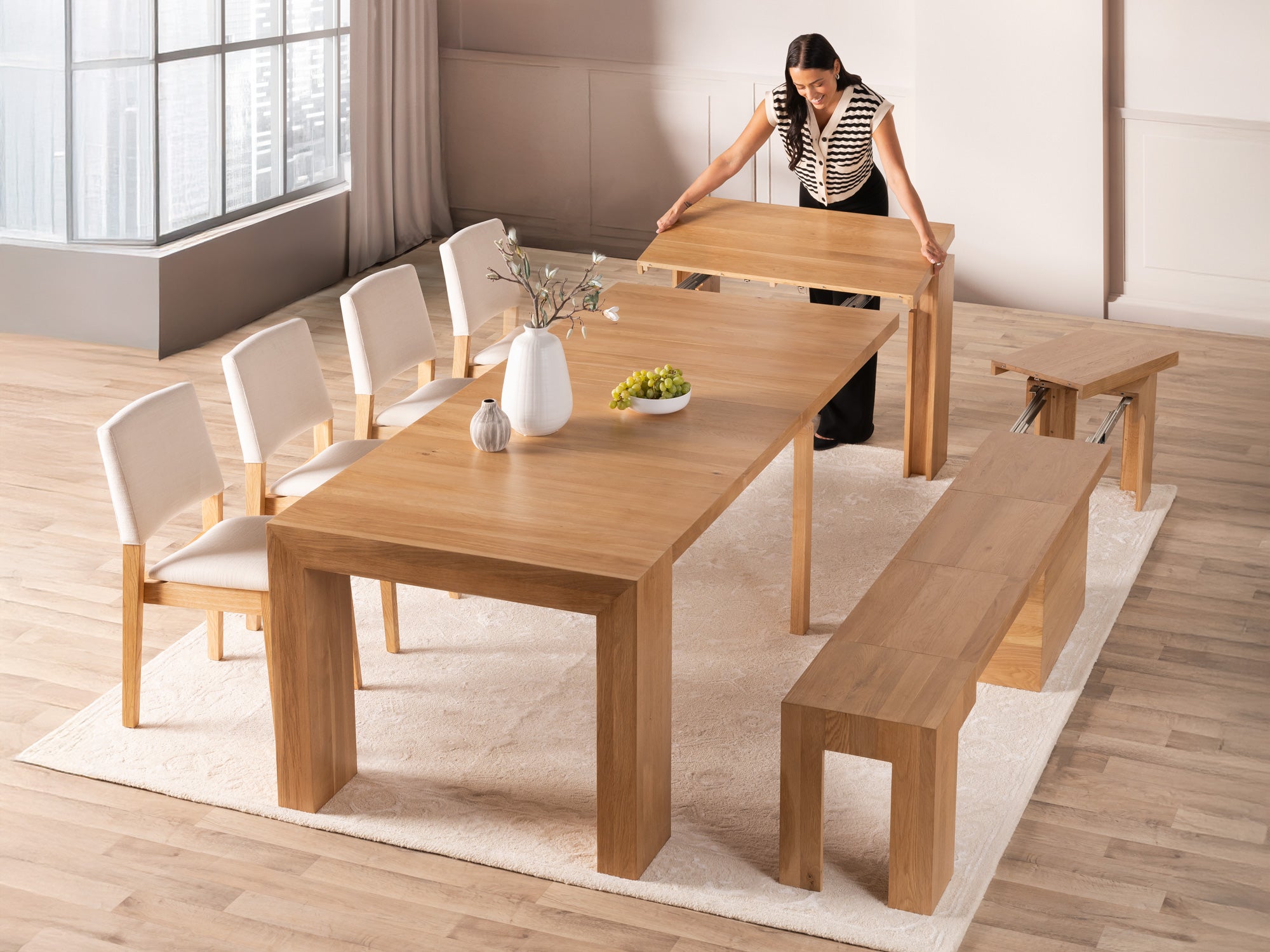 Extendable Dining Table Set with Bench and Chairs | TT US