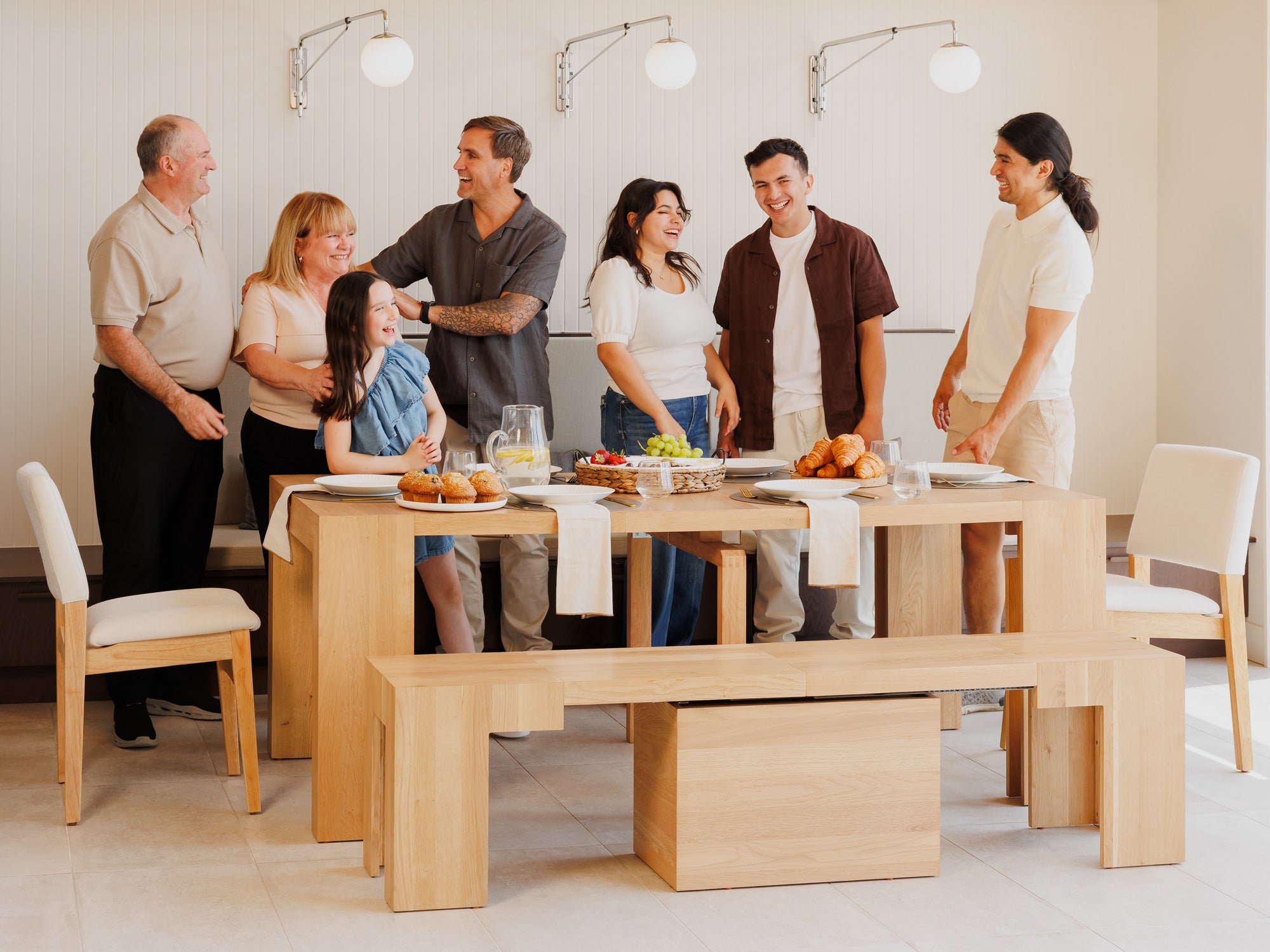 Solid Wood Extendable Dining Table Transformer Table