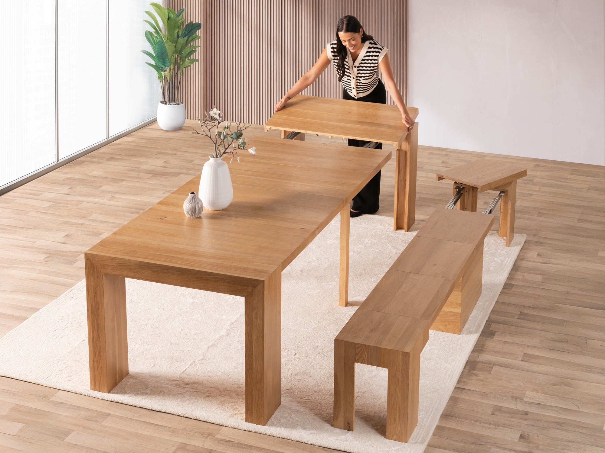 Extendable Dining Room Table with Bench | Transformer Table