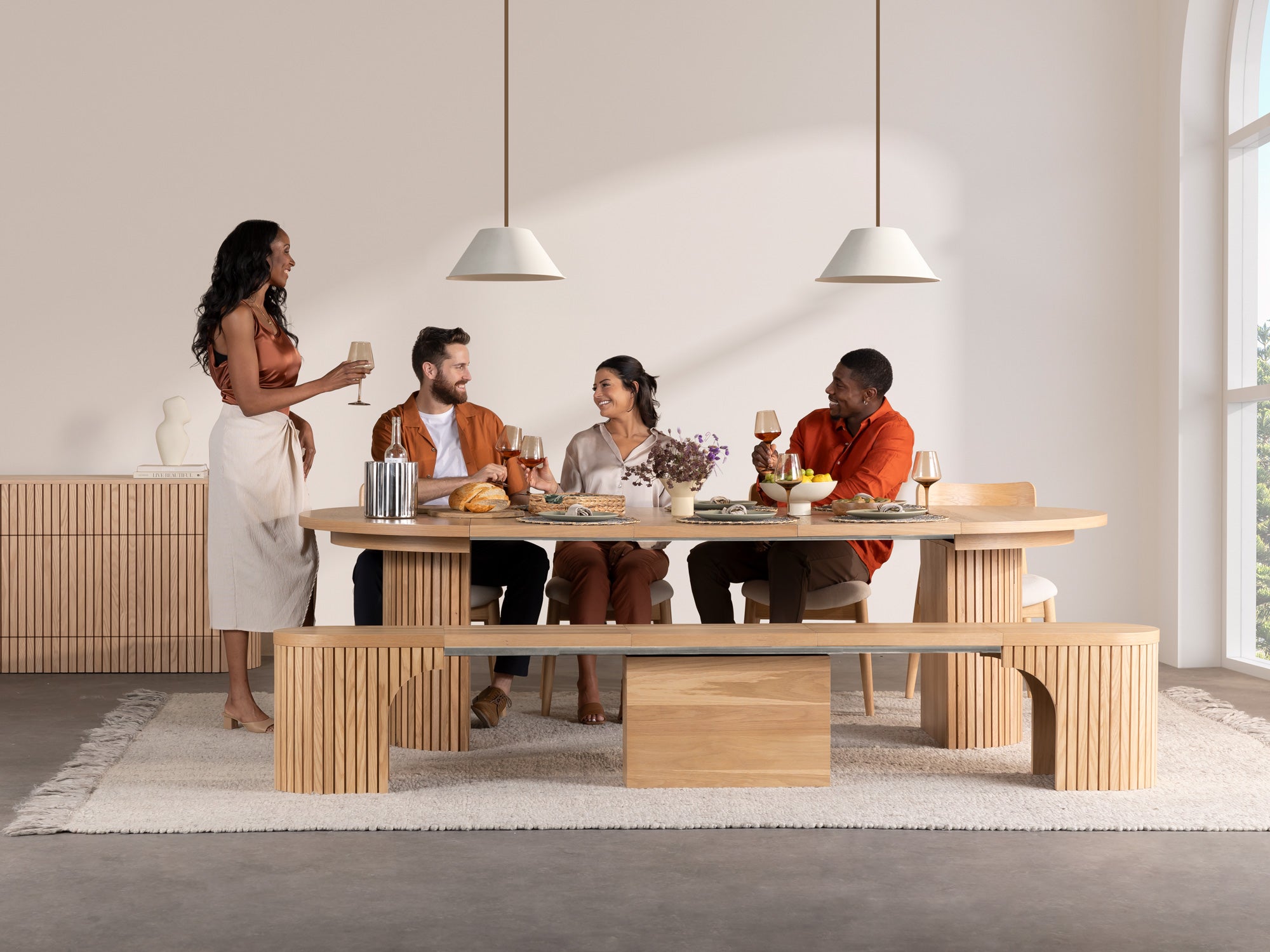 Round Dining Table with Chairs and Bench | Transformer Table