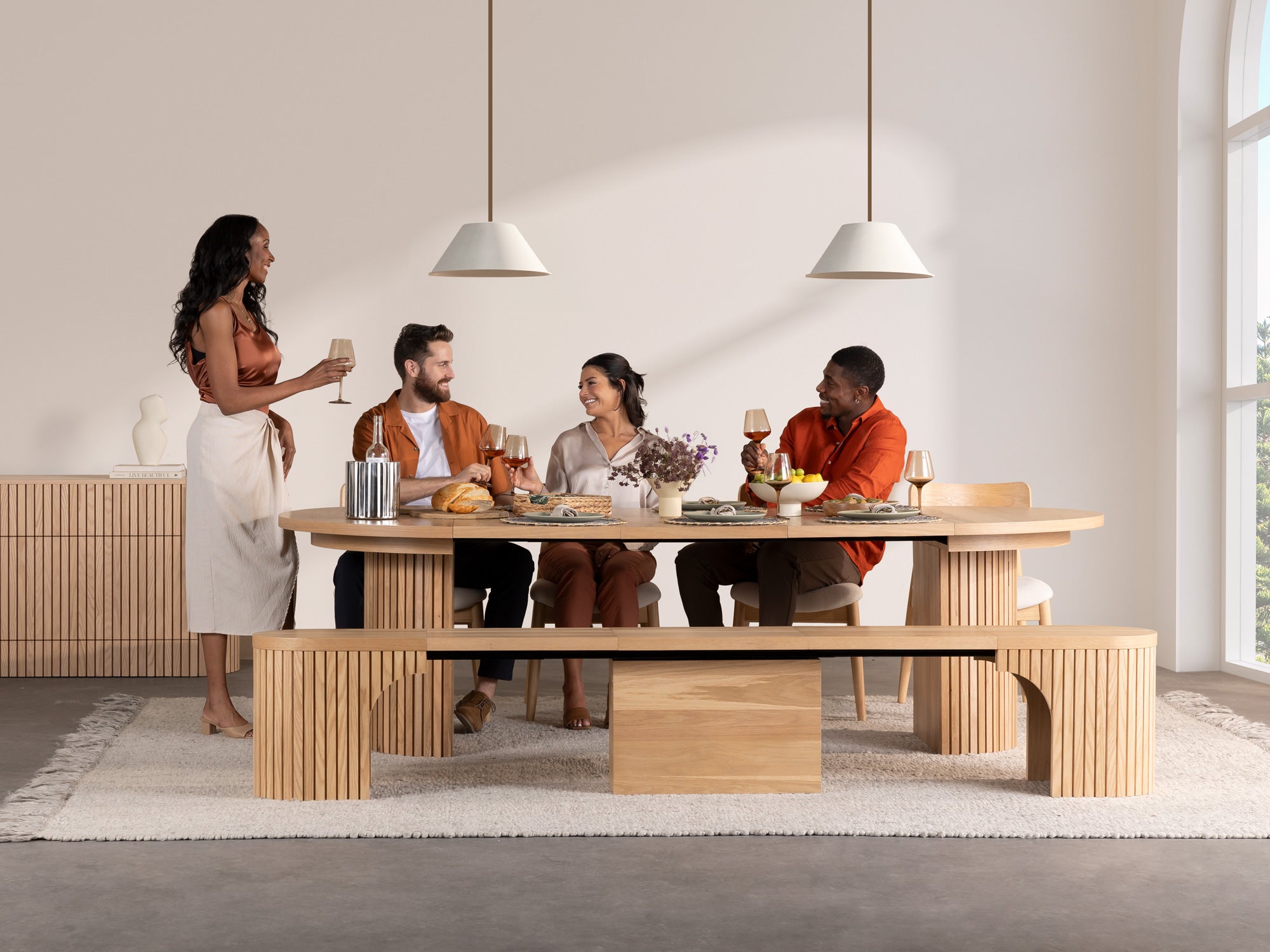 Round Table with Chairs and Bench | Transformer Table