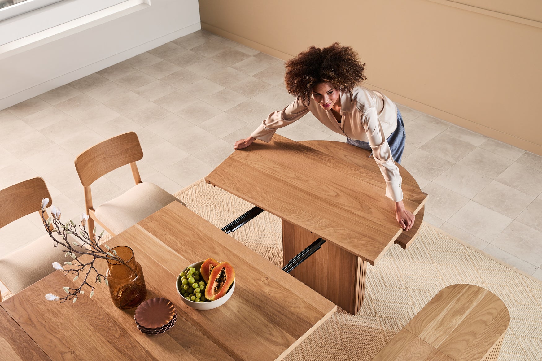 Extendable Round Table with Bench | Transformer Table