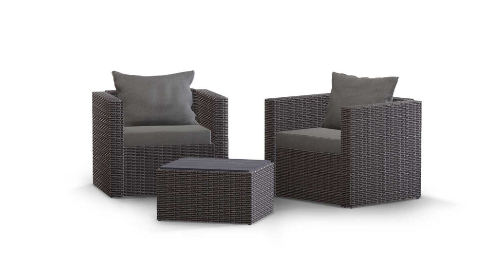 Grey Wicker / Grey Cushion::Gallery::Transformer Outdoors Set - Grey Wicker with Grey Fabric Cushions
