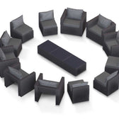 Grey Wicker / Grey Cushion::Gallery::Transformer Triple Outdoors Set - Grey Wicker with Grey Fabric Cushions