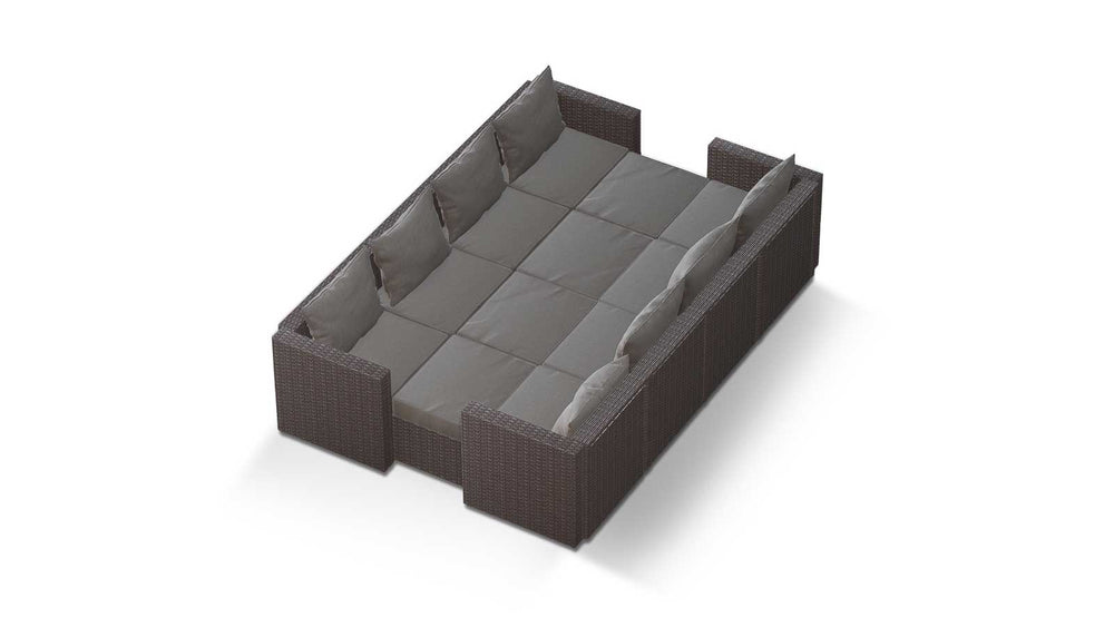 Grey Wicker / Grey Cushion::Gallery::Transformer Ultimate Outdoors Set - Grey Wicker with Grey Fabric Cushions