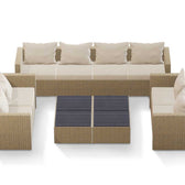 Beige Wicker / Beige Cushion::Gallery::Transformer Ultimate Outdoors Set - Beige Wicker with Beige Fabric Cushions