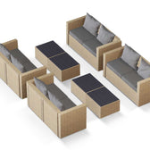 Beige Wicker / Grey Cushion::Gallery::Transformer Ultimate Outdoors Set - Beige Wicker with Grey Fabric Cushions