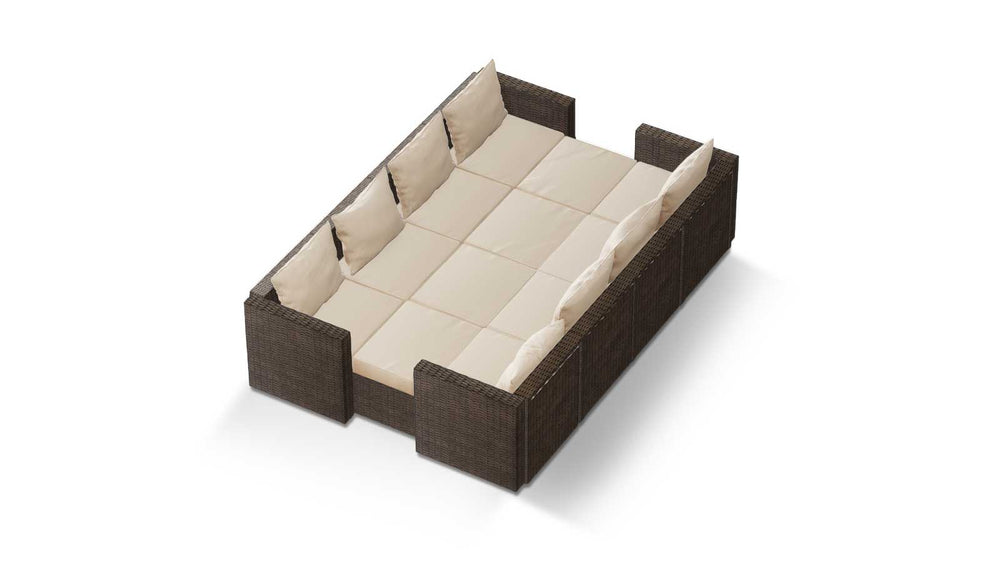 Brown Wicker / Beige Cushion::Gallery::Transformer Ultimate Outdoors Set - Brown Wicker with Beige Fabric Cushions