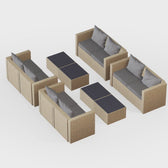 Beige Wicker / Grey Cushion::Gallery::Transformer Ultimate Outdoors Set - Beige Wicker with Grey Fabric Cushions - Configurations Video