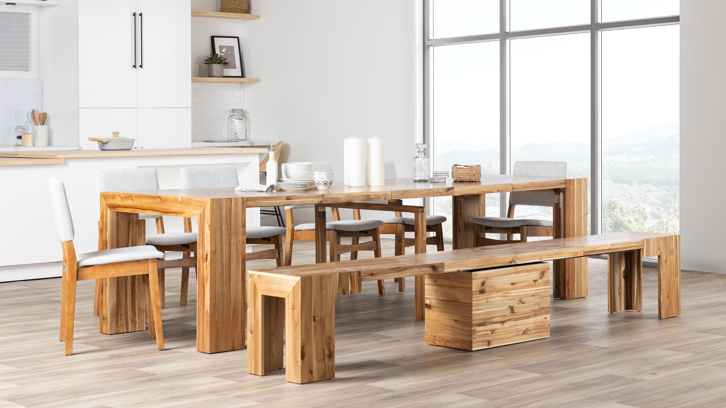 Solid Wood Extendable Dining Table | Transformer Table