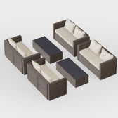 Brown Wicker / Beige Cushion::Gallery::Transformer Ultimate Outdoors Set - Brown Wicker with Beige Fabric Cushions - Configurations Video