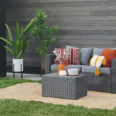 Grey Wicker / Grey Cushion::Gallery::Transformer Triple Outdoors Set - Grey Wicker with Grey Fabric Cushions - How it Works Video