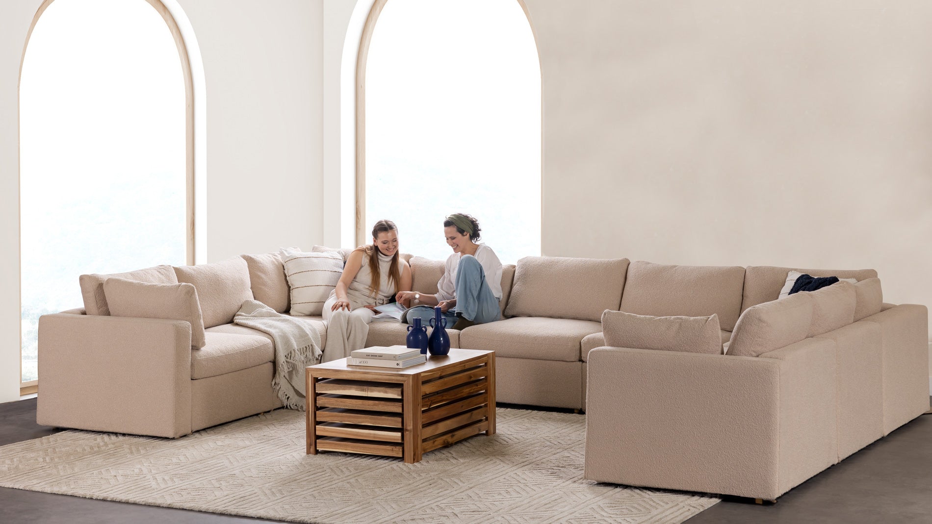 9 Piece Modular Sectional Sofa Transformer Table
