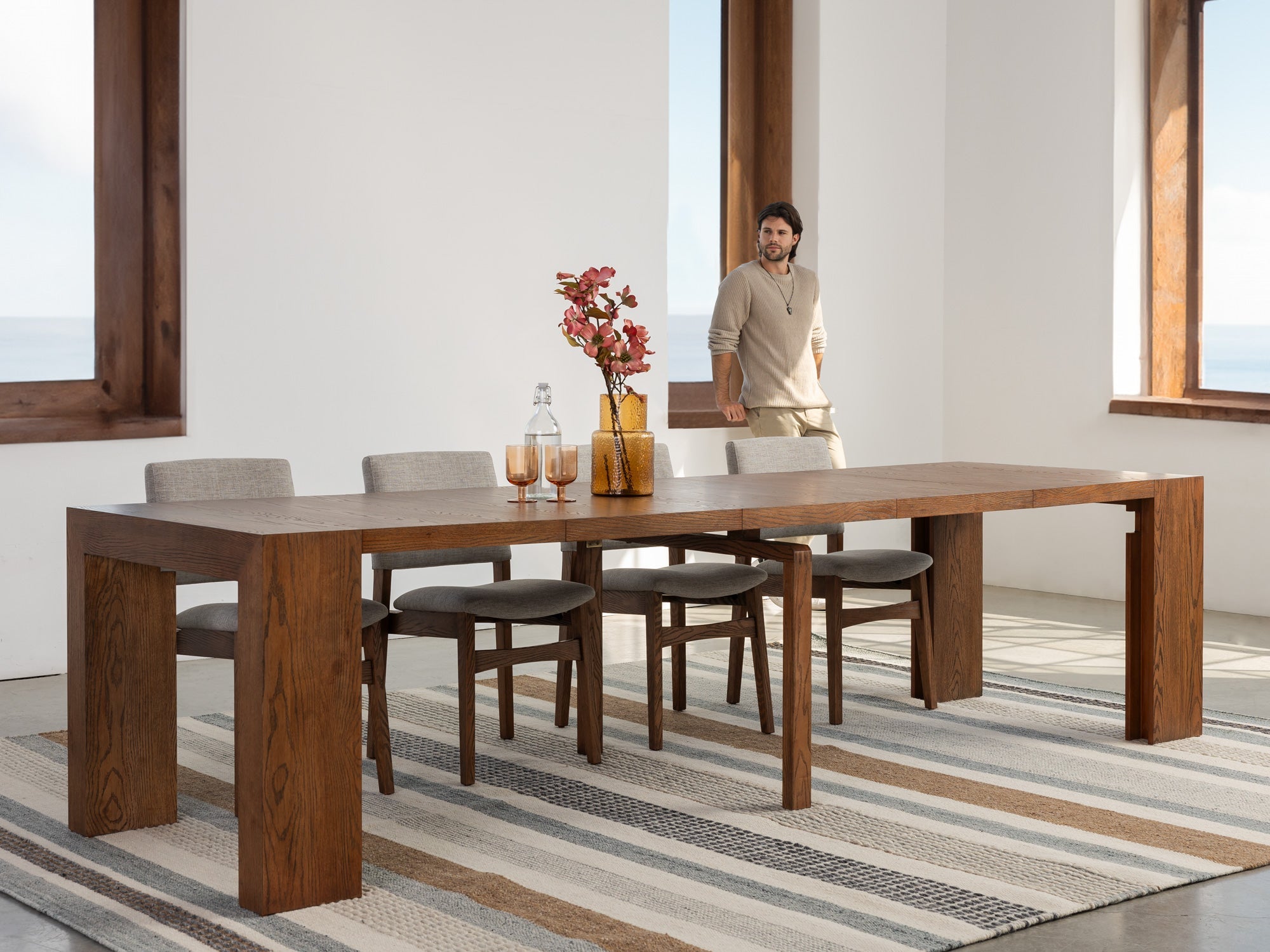 Extendable Dining Table Set with 4 Chairs| Transformer Table