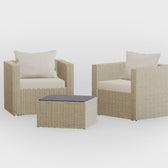 Beige Wicker / Beige Cushion::Gallery::Transformer Outdoors Set - Beige Wicker with Beige Fabric Cushions - Configuration Video
