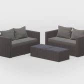 Grey Wicker / Grey Cushion::Gallery::Transformer Double Outdoors Set - Grey Wicker with Grey Fabric Cushions - Configurations Video